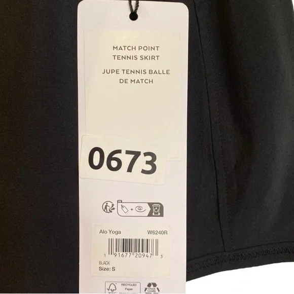NWT Alo Yoga match point tennis skirt BLACK Size M - Picture 5 of 5